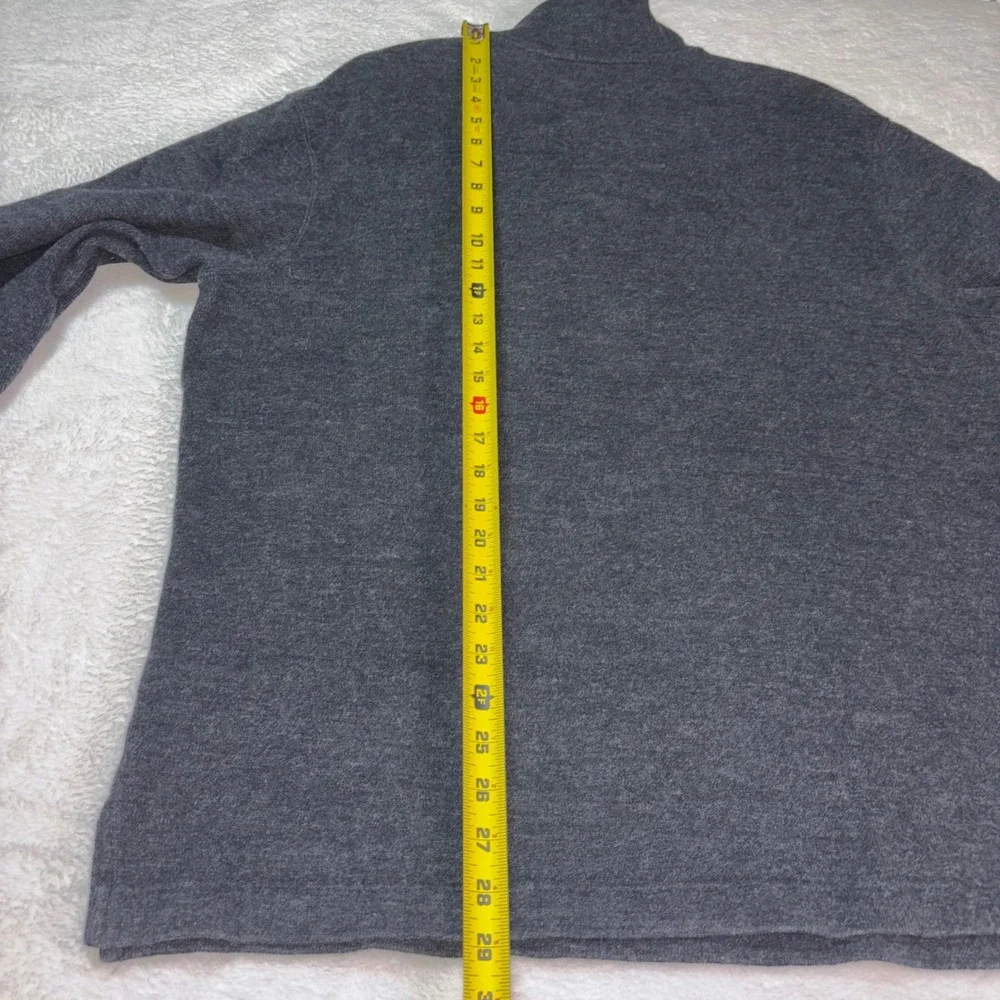 Polo Ralph Lauren Men L Gray 100% Cotton 1/4 Zip Pullover Sweater Turquoise Pony